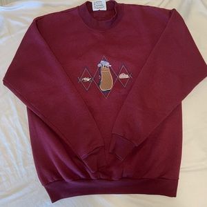 Burgundy Golf Sweatshirt, Argyle Graphic, Size M